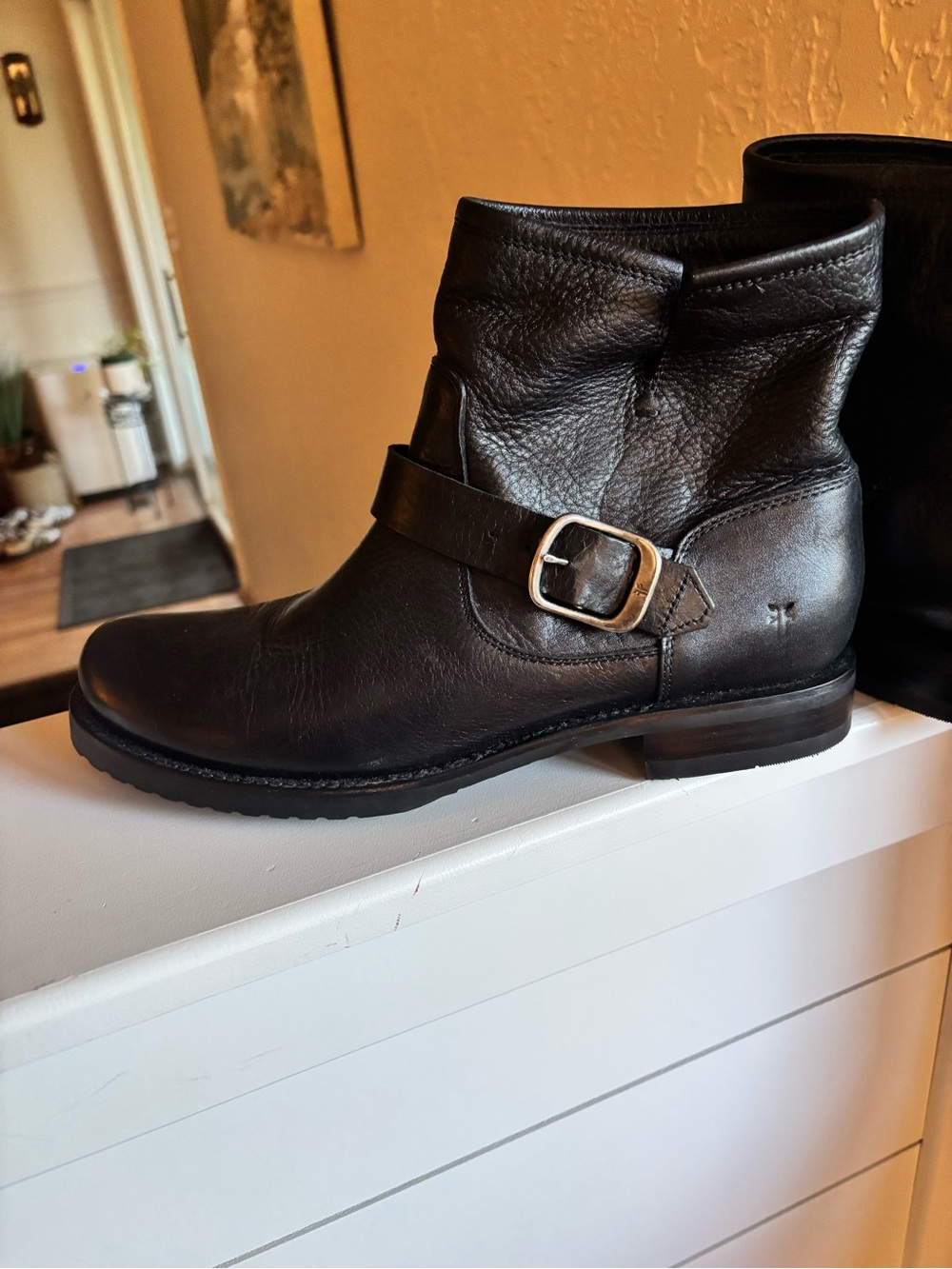 Frye Veronica Short Black Pebbled Leather Moto Ankle Boots 3470543 Womens 11 - Picture 9 of 12